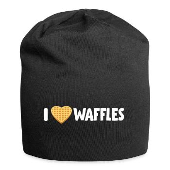 I Love Waffles waffles waffle shop gift idea - Jersey Beanie - black - Front