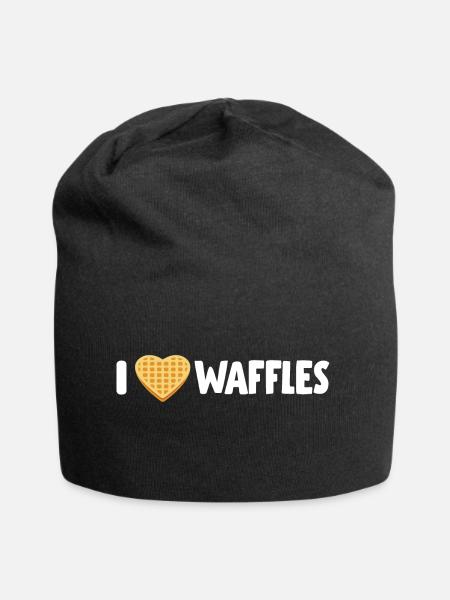 I Love Waffles waffles waffle shop gift idea - Jersey Beanie - black