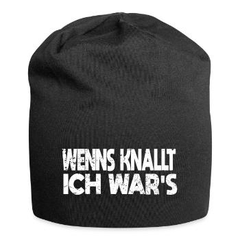 Pyromane Pyrotechniker Feuerwerk Silvester Knallen - Jersey-Beanie - Schwarz - Vorne