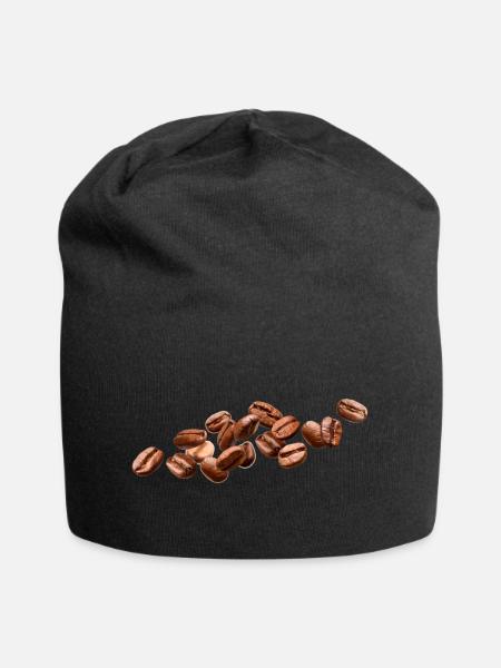Realistische Kaffeebohnen Coffee Art - Jersey-Beanie - Schwarz