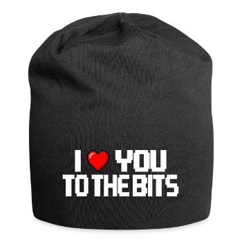 I love you to the bits (dark) - Jersey Beanie - black - Front