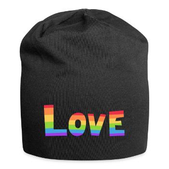 Love is Love gay pride drapeau arc-en-ciel LGBT LGBTQ - Bonnet en jersey - noir - Devant