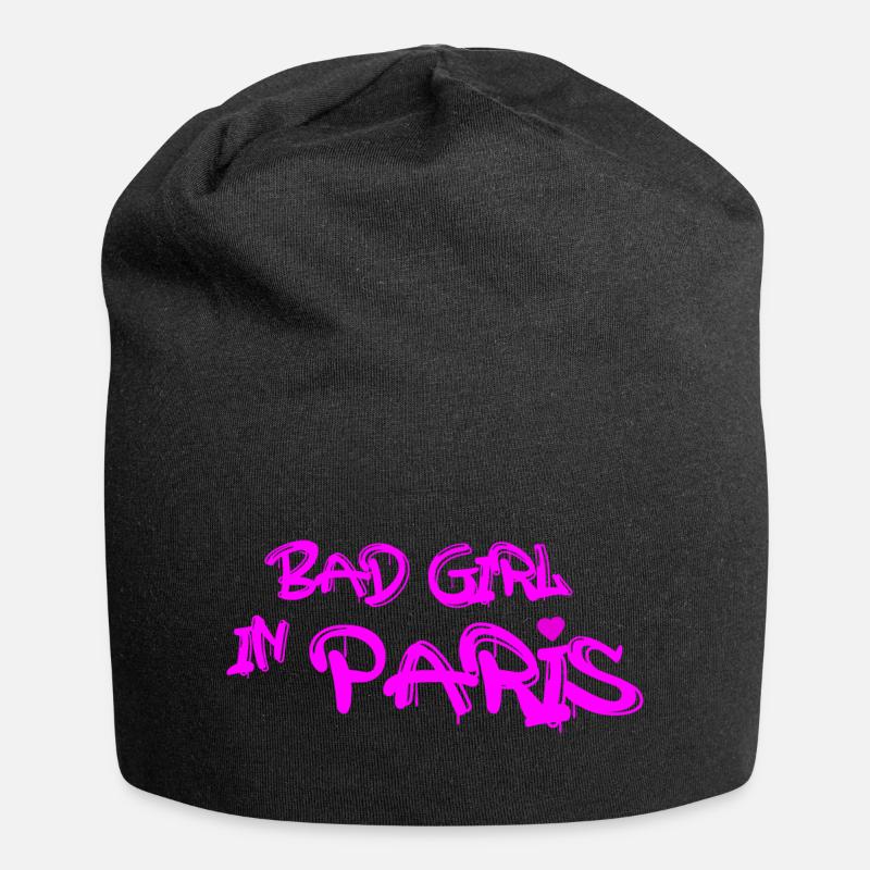 Böses Mädchen in Paris - Jersey-Beanie - Schwarz