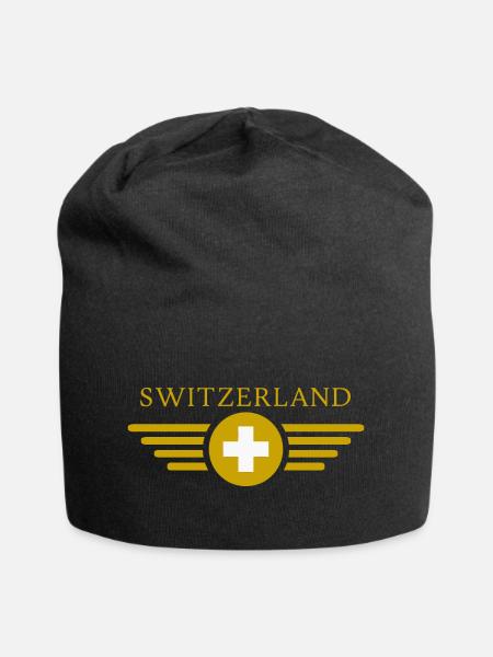 Ich liebe Schweiz -Fahne - Jersey-Beanie - Schwarz