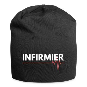 Cadeau 'Infirmier', pour les Soignants - Bonnet en jersey - noir - Devant