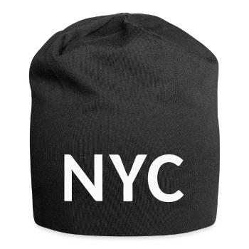 NYC Schriftzug - Jersey-Beanie - Schwarz - Vorne