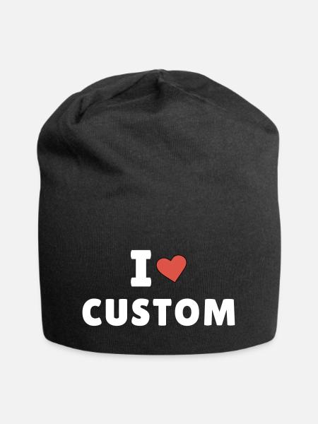 J’aime chemise personnalisée, cadeau personnalisé de la Saint-Valentin - Bonnet en jersey - noir