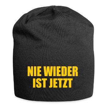Nie wieder ist jetzt - Jersey-Beanie - Schwarz - Vorne