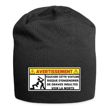 Warnung - Jersey-Beanie - Schwarz - Vorne