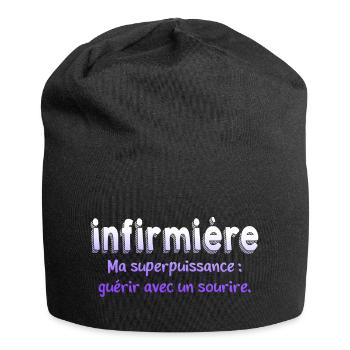 Nurse My Superpower Humor - Jersey-Beanie - Schwarz - Vorne