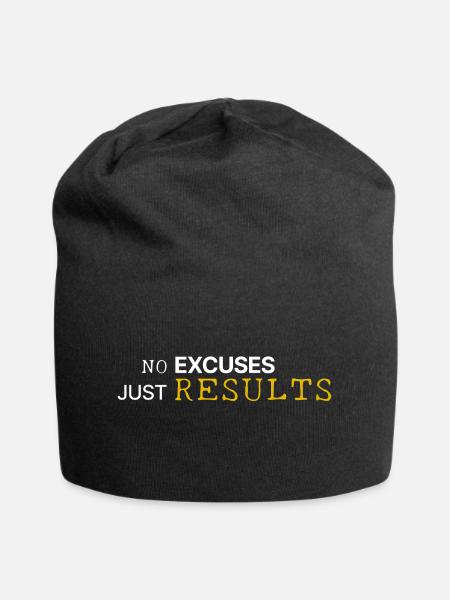 Motivation | No Excuses | Just Results - Jersey-Beanie - Schwarz
