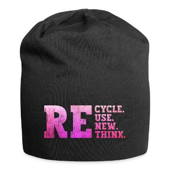 Recyceln Reuse Renew Rethink umweltfreundliche Ökologie recyceln - Jersey-Beanie - Schwarz - Vorne