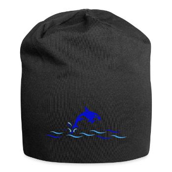 Orca jumps over waves - Jersey Beanie - black - Front