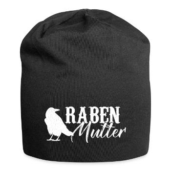 Rabenmutter - Vogel Mama Mutter Eltern Schwanger - Jersey-Beanie - Schwarz - Vorne