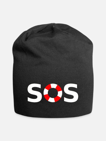 SOS - Jersey-Beanie - Schwarz