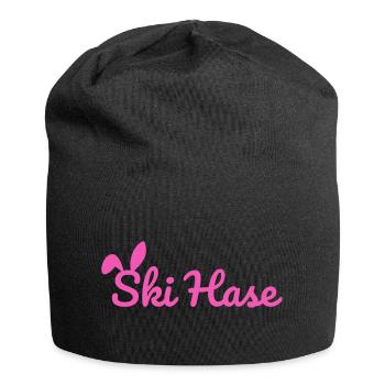 Ski Rabbit Ski Party Snow Winter Slope pink - Jersey Beanie - black - Front