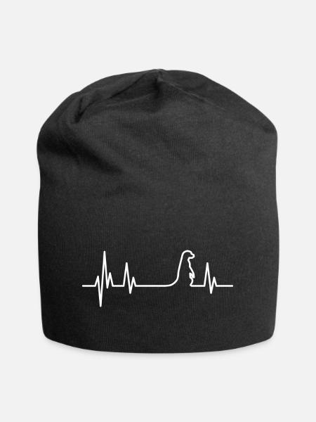Erdmännchen Heartbeat weiss - Jersey-Beanie - Schwarz
