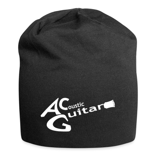 Acoustic Guitar Logo - White - Jersey Beanie