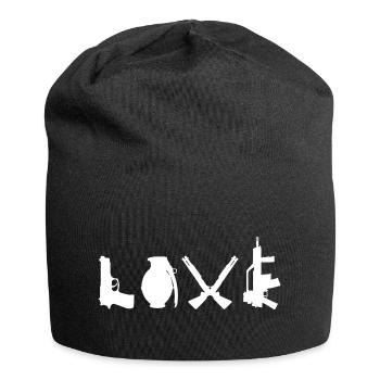 LOVE Banksy Waffen Typografie Street Art - Jersey-Beanie - Schwarz - Vorne