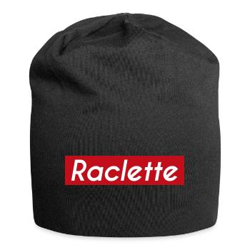 Raclette| Wintergericht| Schmelzkäse| Berg - Jersey-Beanie - Schwarz - Vorne