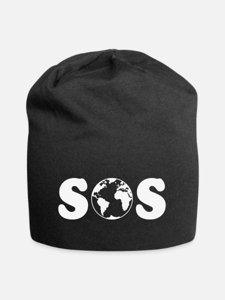 SOS – Erdüberlastungstag / Klimawandel (W / SVG) - Jersey-Beanie - Schwarz