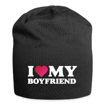 J’aime mon petit ami - Bonnet en jersey - noir - Devant