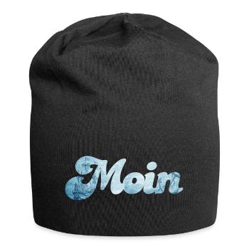 Moin Schiff typisch nordisch Handschrift Nordsee - Jersey-Beanie - Schwarz - Vorne