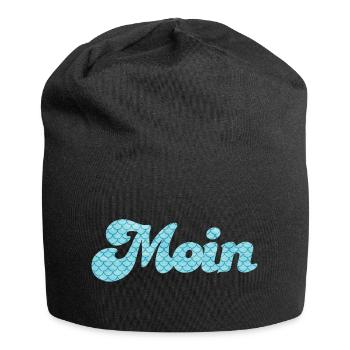 Moin Schuppen Schnörkel Handschrift nordisch Meer - Jersey-Beanie - Schwarz - Vorne