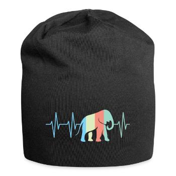 bunte Farben Elefant Elefanten Herzschlag Symbol - Jersey-Beanie - Schwarz - Vorne