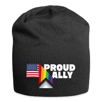 Stolzer Verbündeter und stolzer Patriot USA Flagge LGBT Schwul - Jersey-Beanie - Schwarz - Vorne