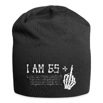 I Am 65 Plus Middle Finger - 66th Birthday - Jersey Beanie - black - Front