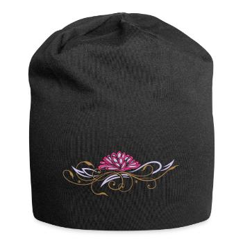Lotus en filigrane avec ornements - Bonnet en jersey - noir - Devant