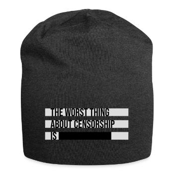 The Worst Thing About Censorship Is Lustig Ironie - Jersey-Beanie - Anthrazit - Vorne