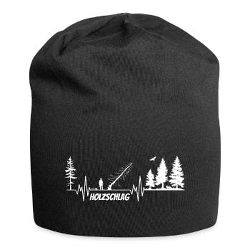 Herzschlag Puls Holzfäller Motorsäge WHITE v2 - Jersey-Beanie - Schwarz - Vorne