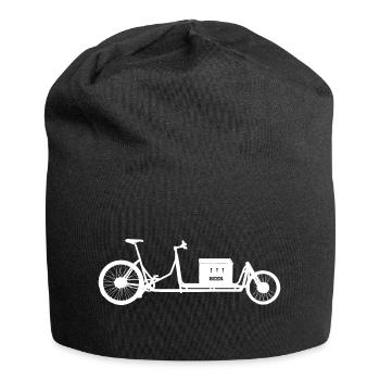 Lastenrad mit Bierkiste - Jersey-Beanie - Schwarz - Vorne