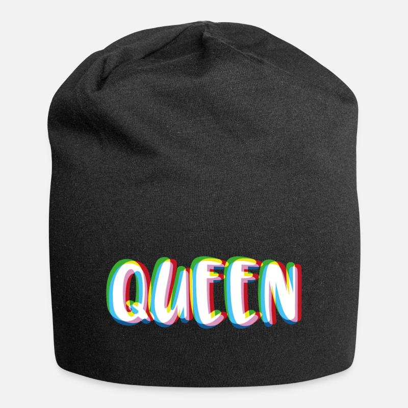 King - Queen Partnerlook - Jersey-Beanie - Schwarz