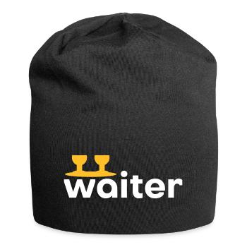 Waiter (Tablett mit zwei Weingläsern) - Jersey-Beanie - Schwarz - Vorne
