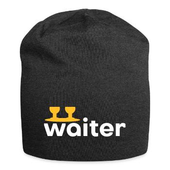 Waiter (Tablett mit zwei Weingläsern) - Jersey-Beanie - Anthrazit - Vorne