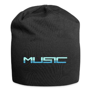 Music Text Saying in Blue for Concert Club Parties - Jersey Beanie - black - Front