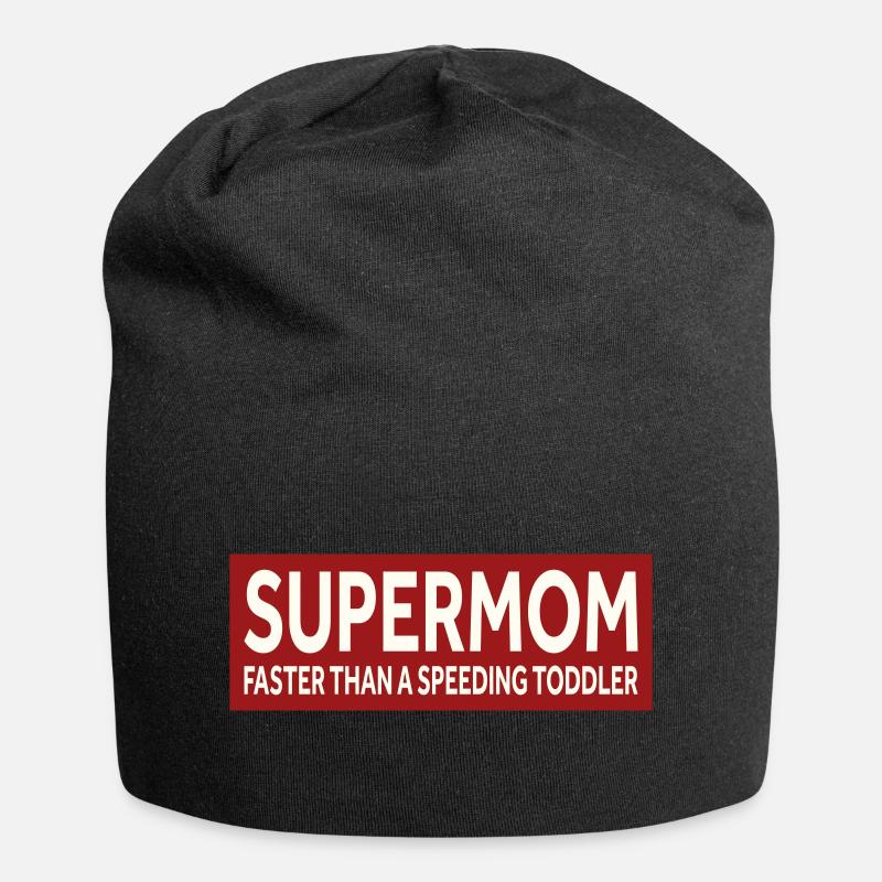 SUPERMOM - FASTER THAN A SPEEDING TODDLER - Jersey Beanie - black