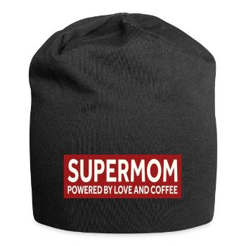 SUPERMOM - POWERED BY LOVE AND COFFEE - Jersey-Beanie - Schwarz - Vorne