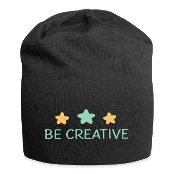 Werden Sie kreativ: Pastel Stars - Jersey-Beanie - Schwarz - Vorne