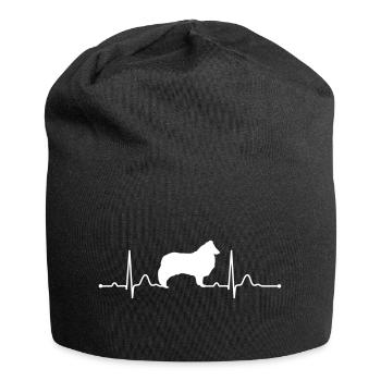 COLLIE Rough heartbeat battement de coeur cadeau chiens - Bonnet en jersey - noir - Devant