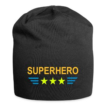 ★ Couleurs de conception modifiables ★ Super-héros (trois étoiles) - Bonnet en jersey - noir - Devant