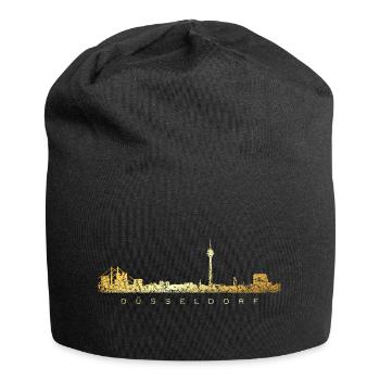 Düsseldorfer Skyline Düsseldorf (Vintage Goldgelb) - Jersey-Beanie - Schwarz - Vorne