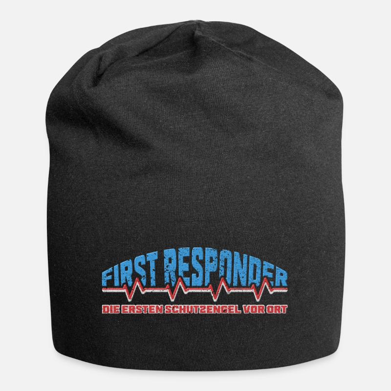 First Responder mit Herzschlag und coolen Spruch - Jersey-Beanie - Schwarz