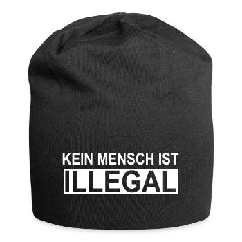 Kein Mensch ist Illegal - Jersey-Beanie - Schwarz - Vorne