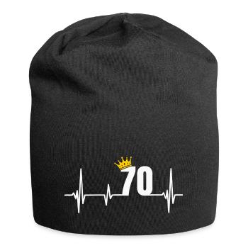70. Geburtstag 70 Jahre Jubiläum Herzschlag Krone - Jersey-Beanie - Schwarz - Vorne