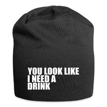 Vintage Drinking Beer Drinker Look Like Drink - Jersey Beanie - black - Front