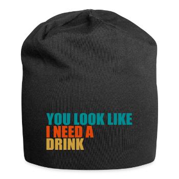 Vintage Drinking Beer Drinker Look Like Drink - Jersey Beanie - black - Front